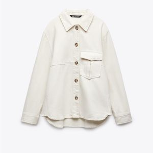NWT. Zara Ecru Cotton Straight Cut Overshirt. Size XL.